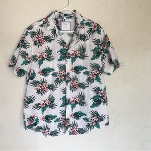 Denim and Flower Hawaiian Style Shirt